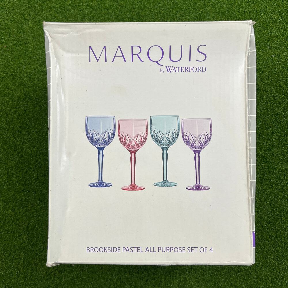 NEW Marquis by Waterford Brookside Pastel Crystal All Purpose Goblets Set of 4
